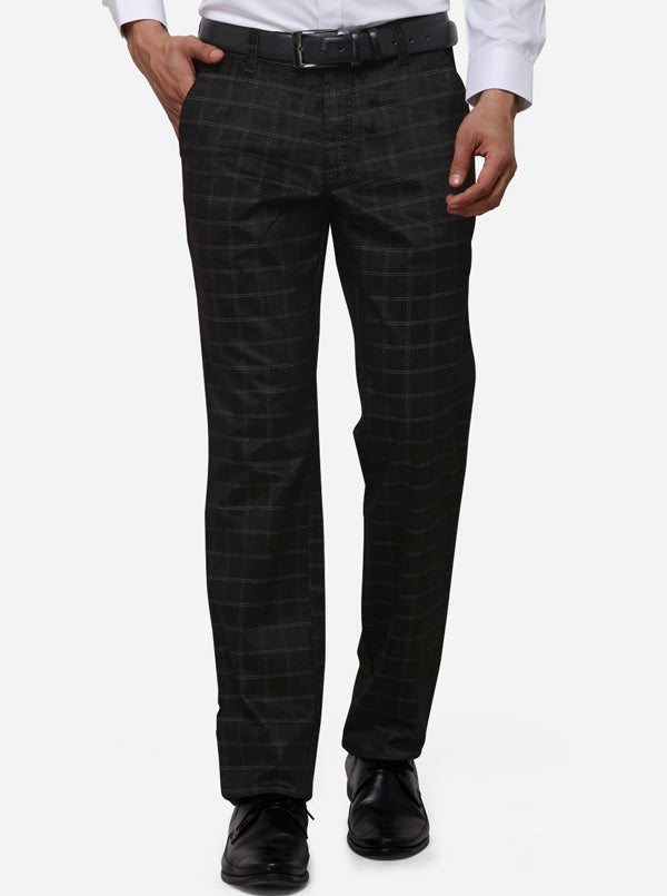 Black Slim Fit Solid Formal Trouser | JB Studio