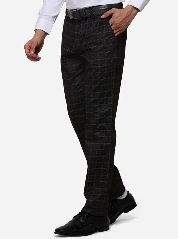 Black Slim Fit Solid Formal Trouser | JB Studio