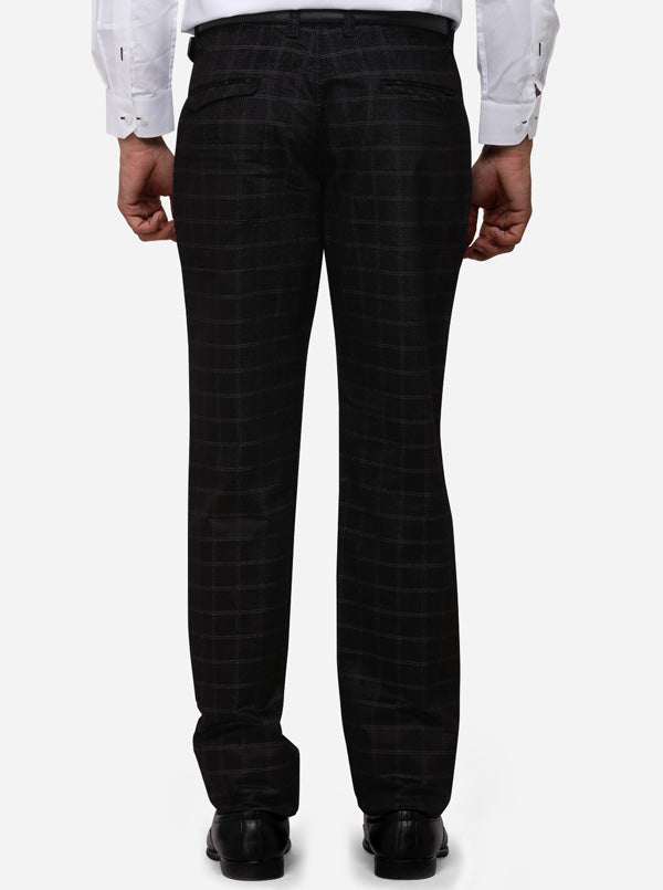 Black Slim Fit Solid Formal Trouser | JB Studio