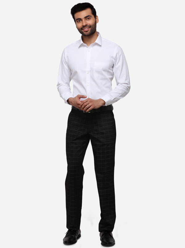 Black Slim Fit Solid Formal Trouser | JB Studio