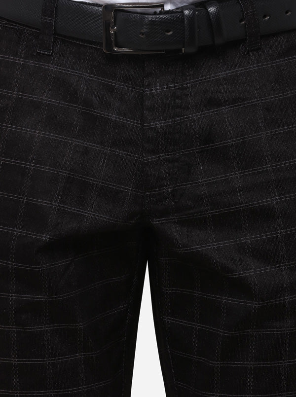 Black Slim Fit Solid Formal Trouser | JB Studio