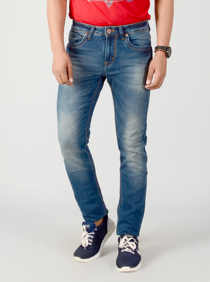 Stellar Blue Washed Slim Fit Jeans | JB Sport