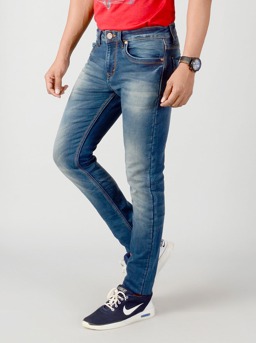 Stellar Blue Washed Slim Fit Jeans | JB Sport