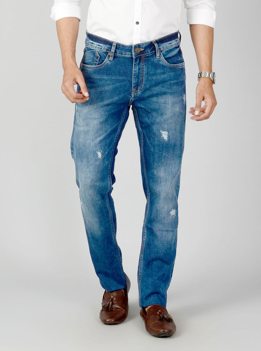 Ink Blue Washed Slim Fit Jeans | JB Sport