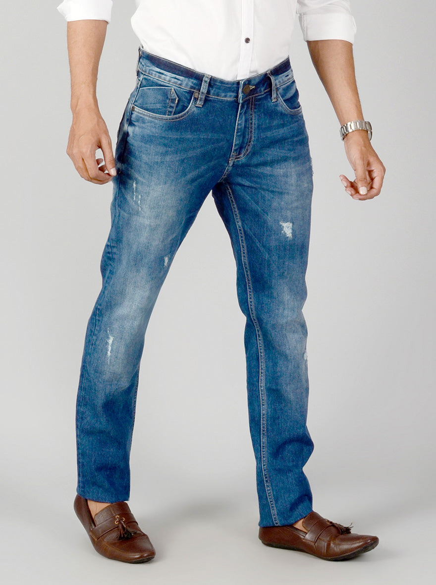 Ink Blue Washed Slim Fit Jeans | JB Sport