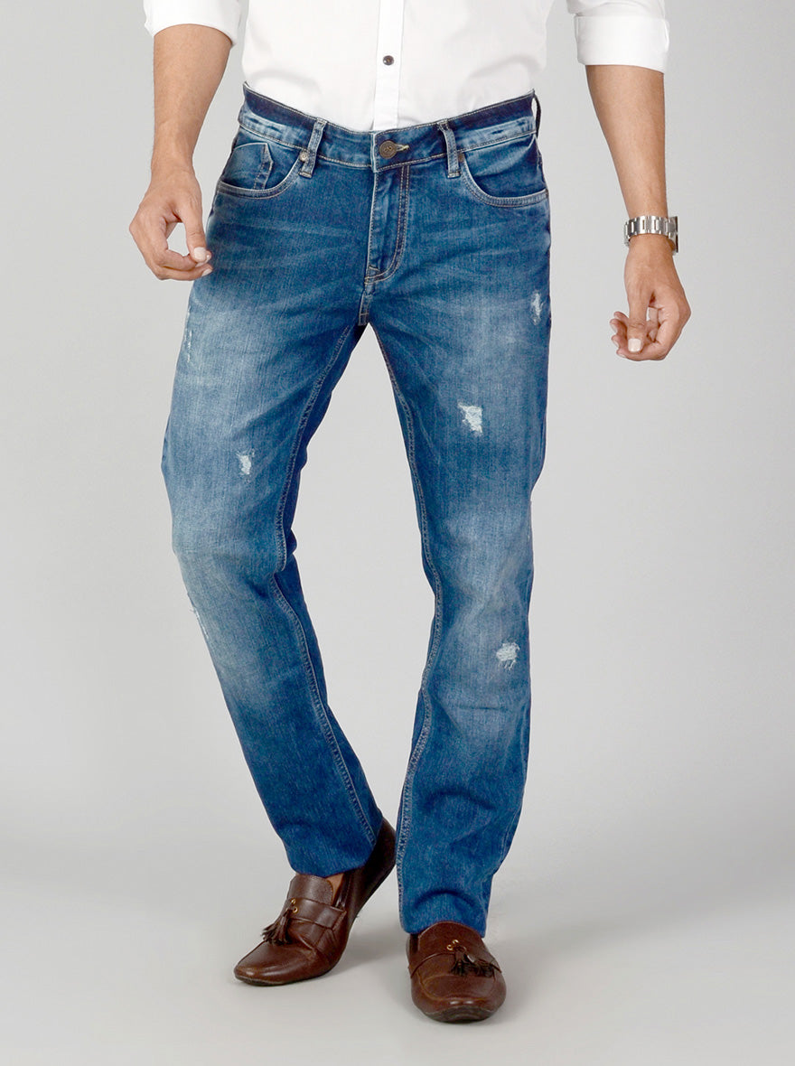 Ink Blue Washed Slim Fit Jeans | JB Sport