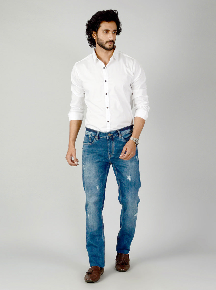 Ink Blue Washed Slim Fit Jeans | JB Sport