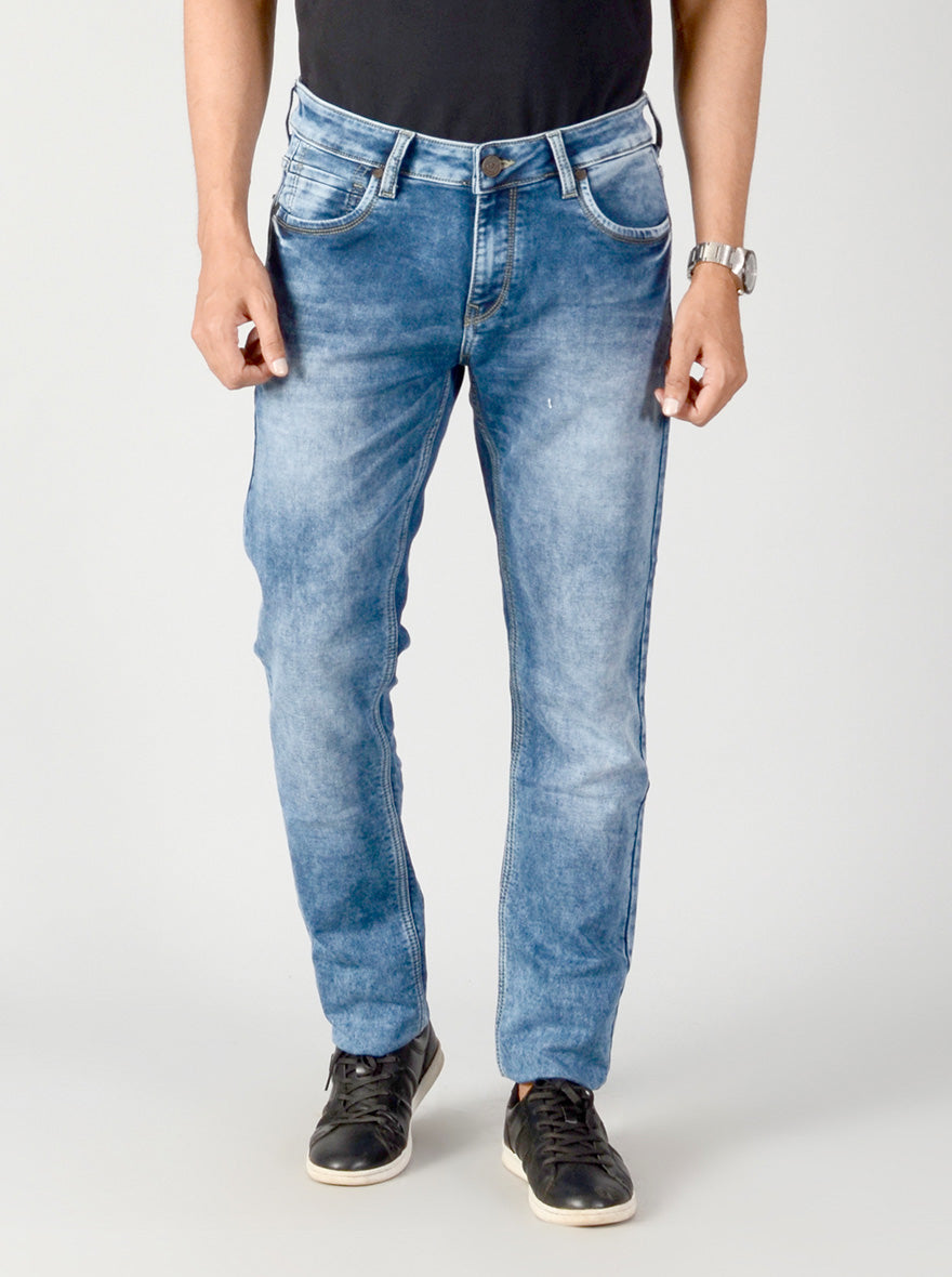 Blue Washed Slim Fit Jeans | JB Sport