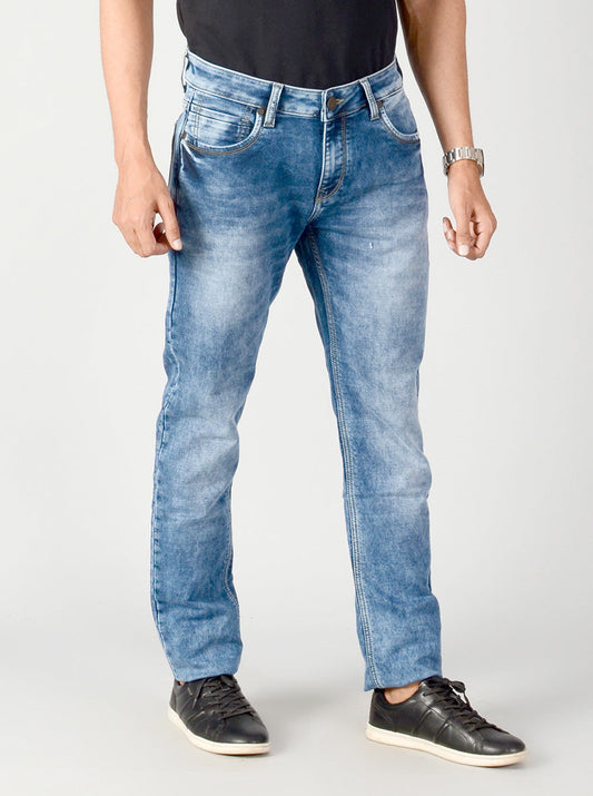 Blue Washed Slim Fit Jeans | JB Sport