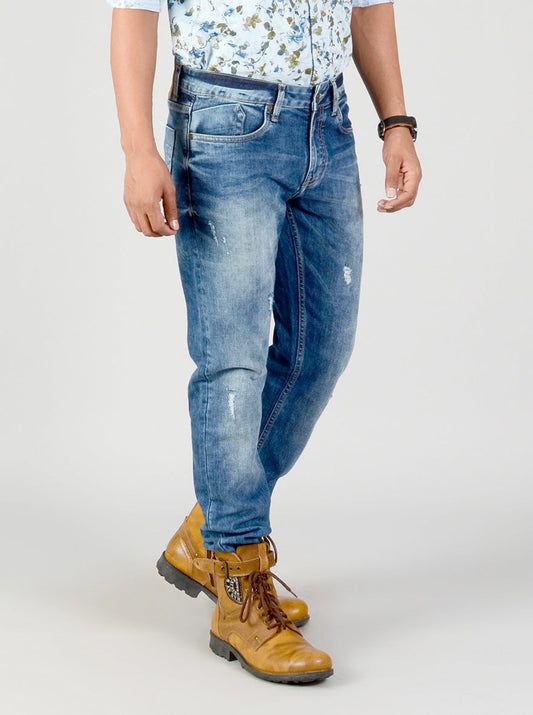 Marine Blue Washed Slim Fit Jeans | JB Sport