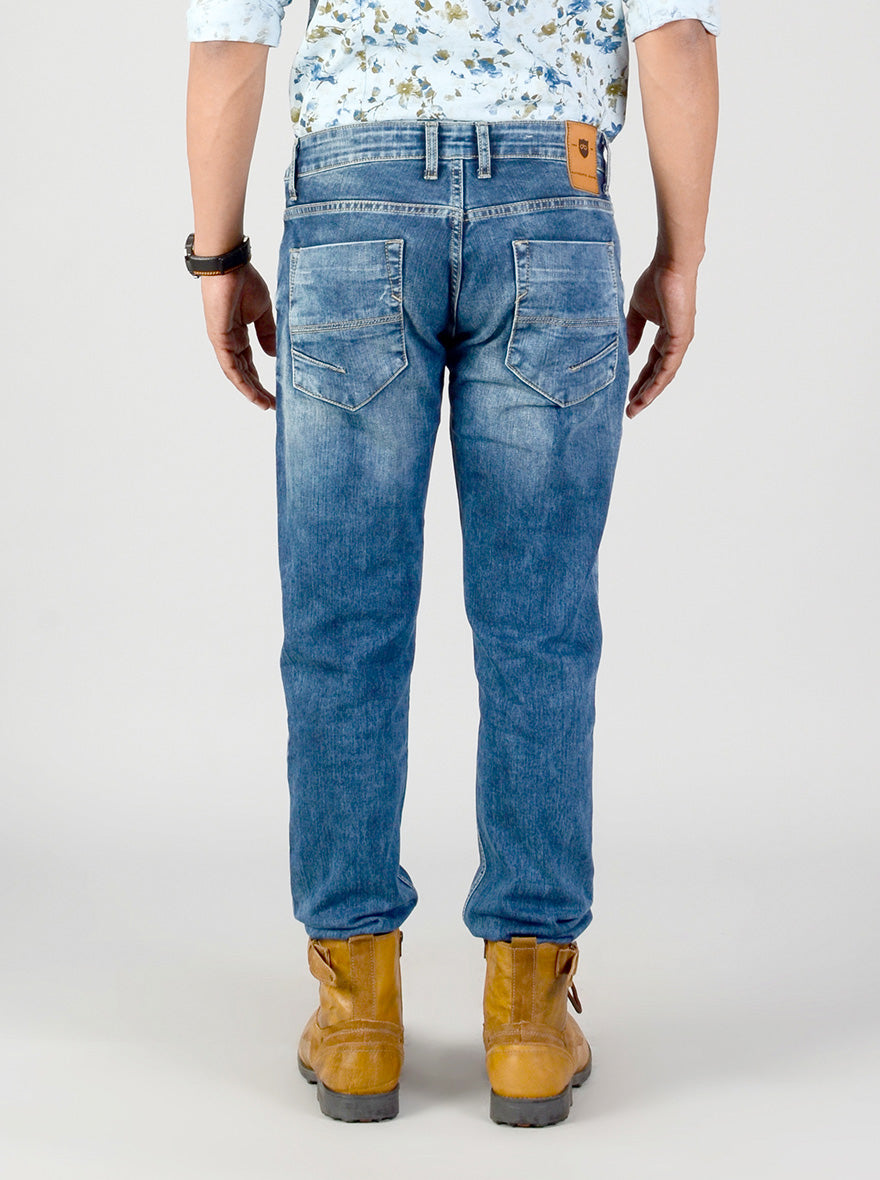 Marine Blue Washed Slim Fit Jeans | JB Sport