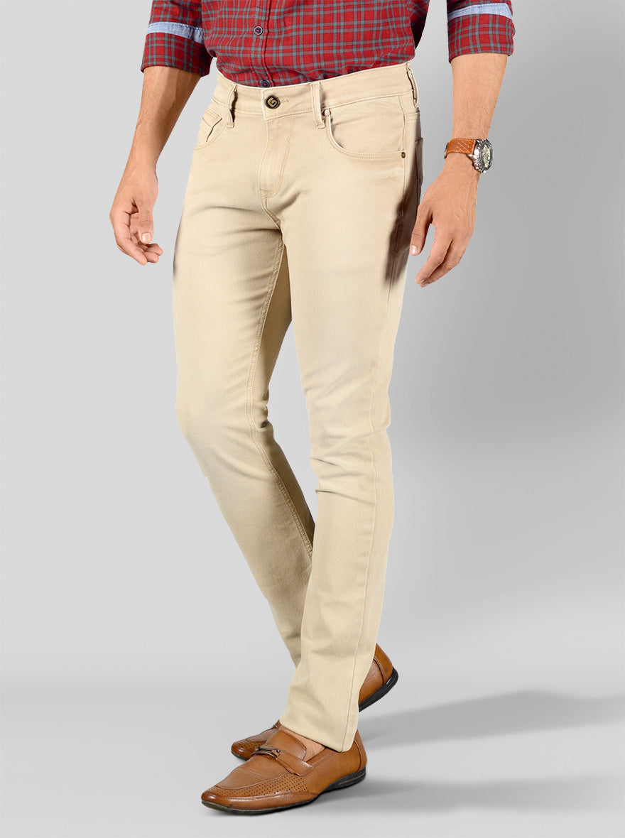 Light Khaki Slim Fit Jeans | Greenfibre