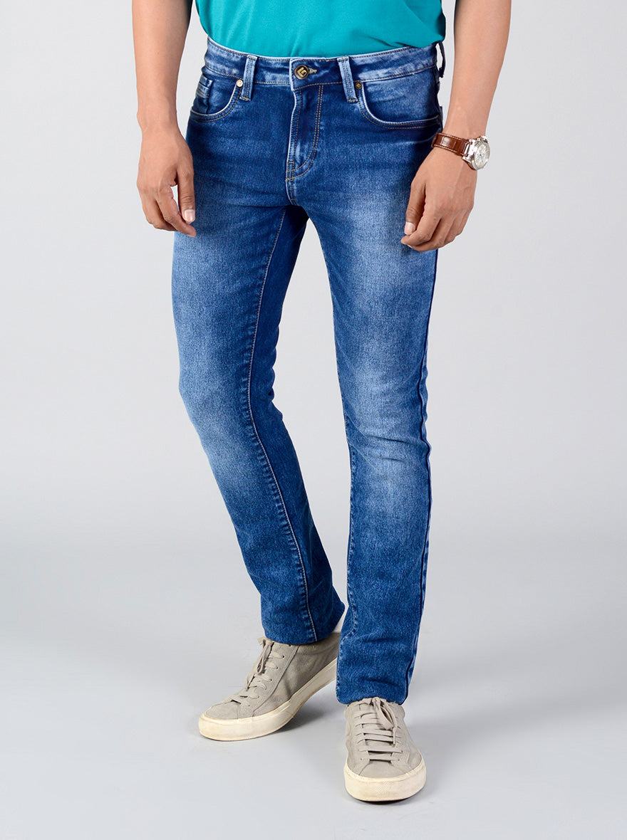 Tapestry Blue Washed Slim Fit Jeans | Greenfibre