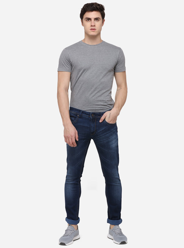 Ash Blue Narrow Fit Solid Jeans | Greenfibre