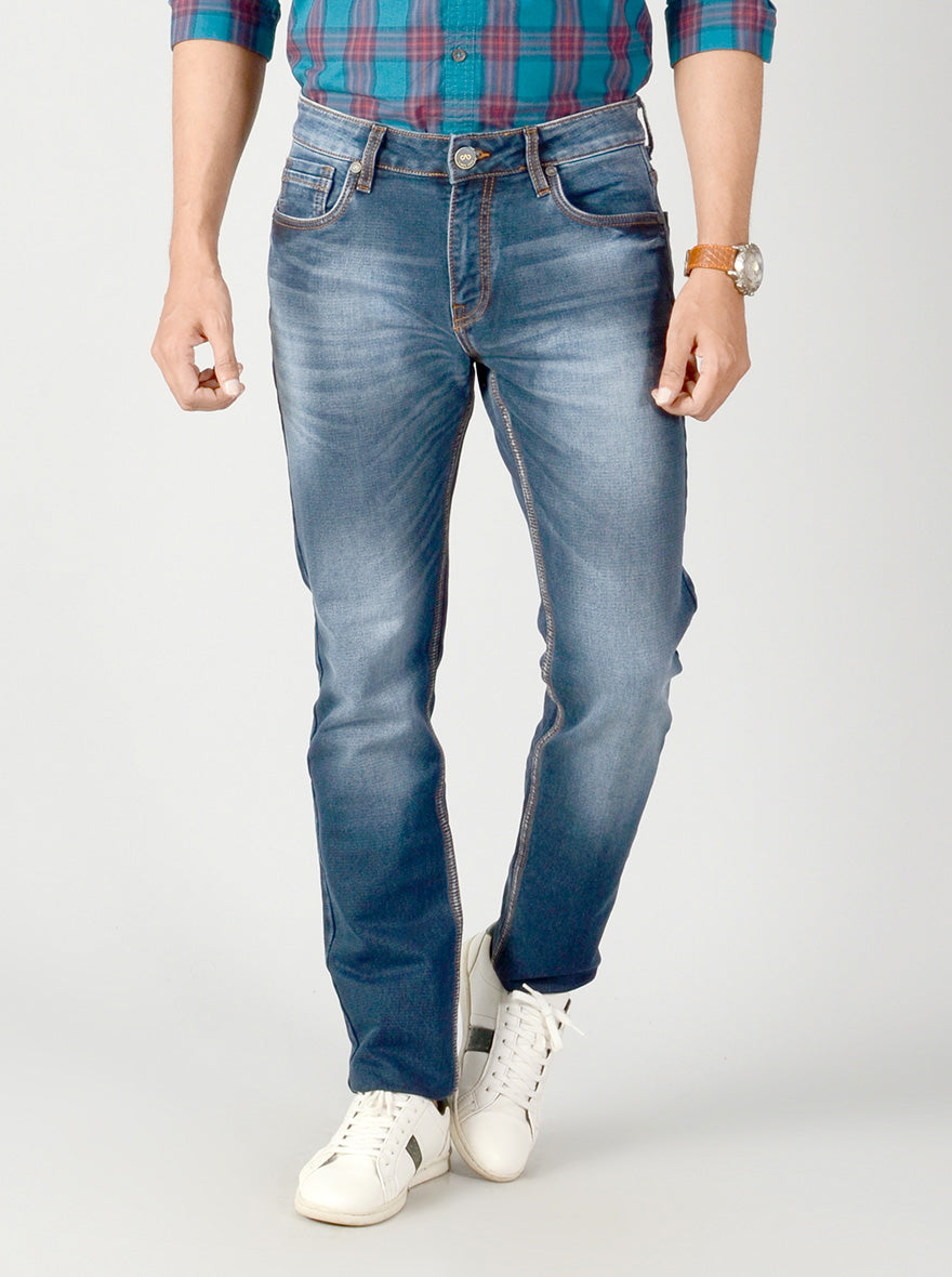 Majolica Blue Washed Slim Fit Jeans | JB Sport