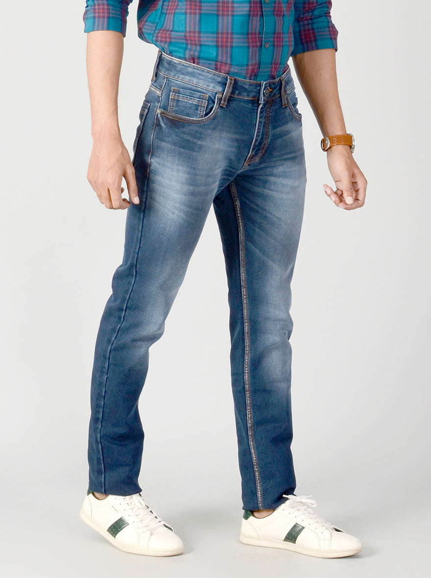 Majolica Blue Washed Slim Fit Jeans | JB Sport