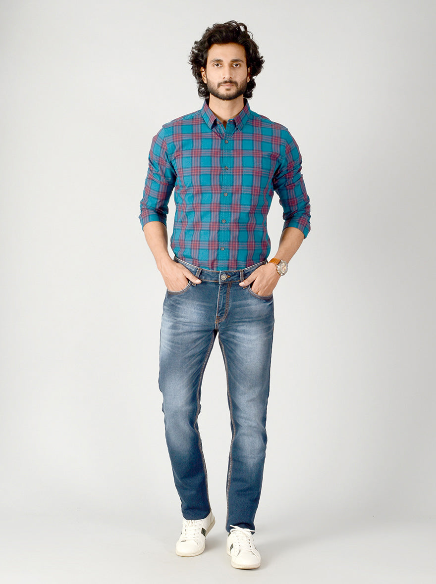 Majolica Blue Washed Slim Fit Jeans | JB Sport