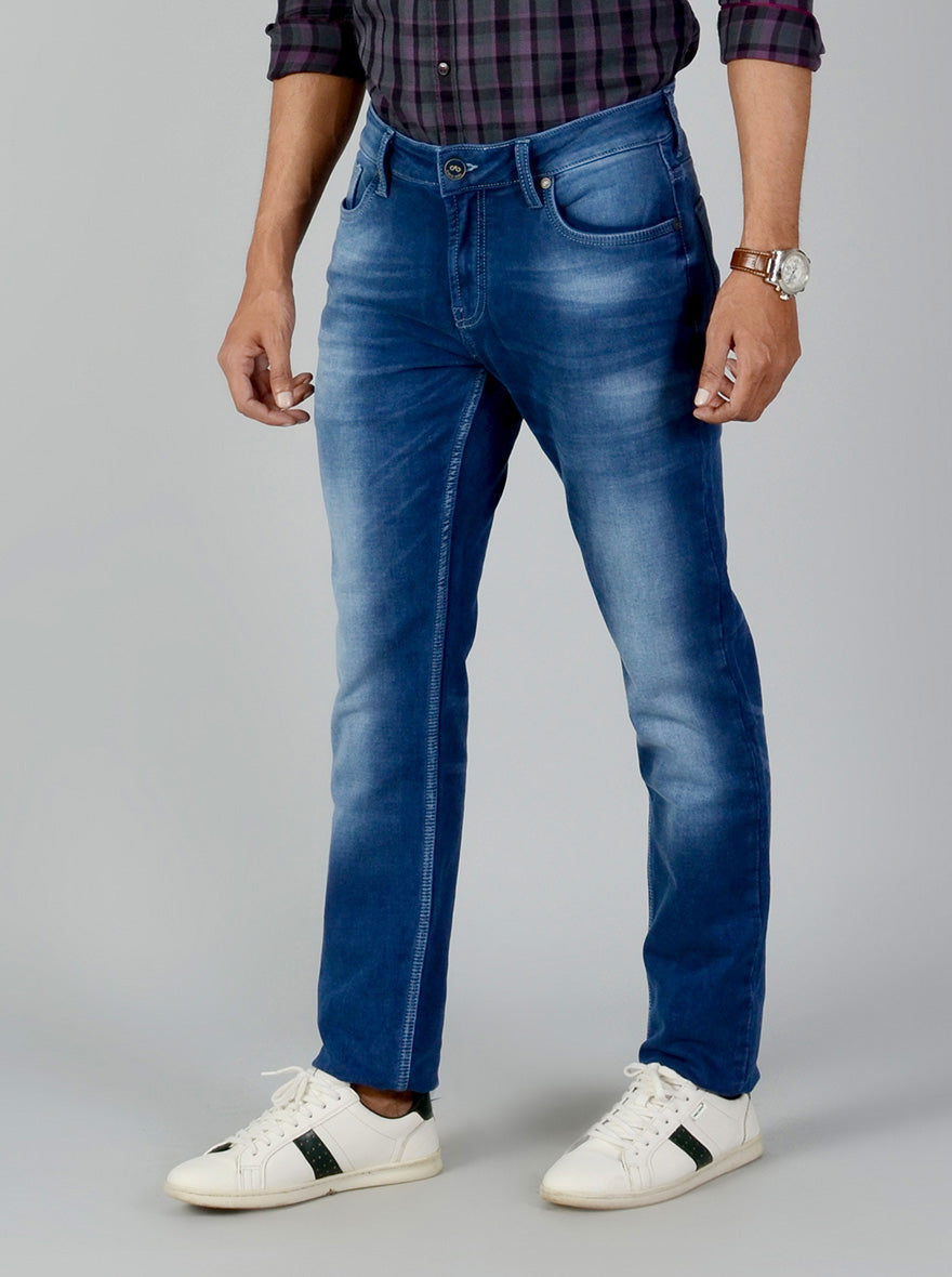 Blue Washed Slim Fit Jeans | JB Sport