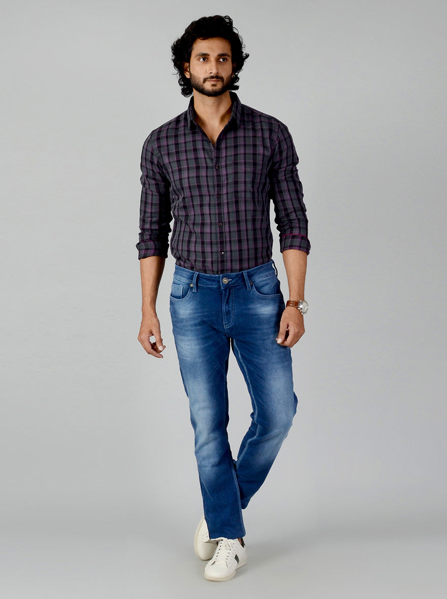 Blue Washed Slim Fit Jeans | JB Sport