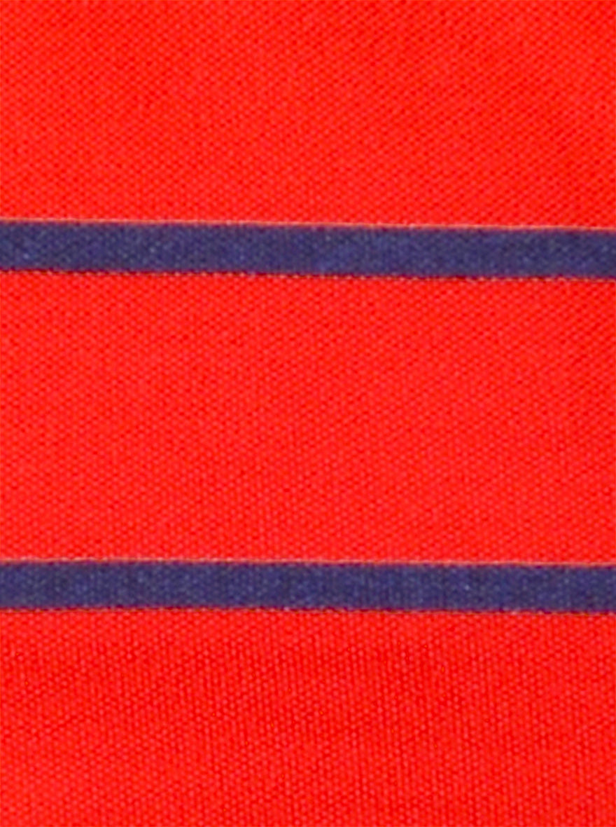 Cherry Tomato & Navy Blue Striped Slim Fit Polo T-shirt | Greenfibre