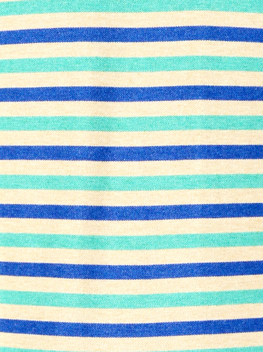 Green & Blue Striped Slim Fit Polo T-shirt | Greenfibre