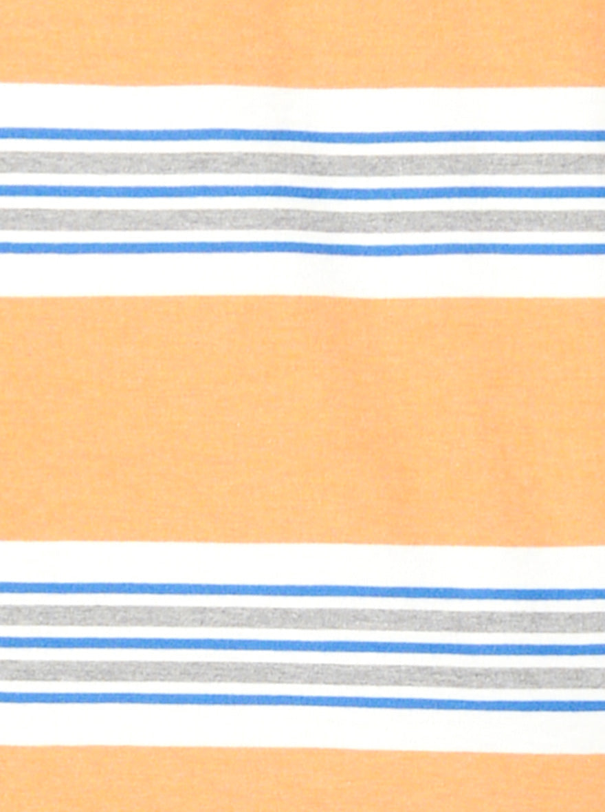 Honey Yellow & White Striped Slim Fit Polo T-shirt | Greenfibre