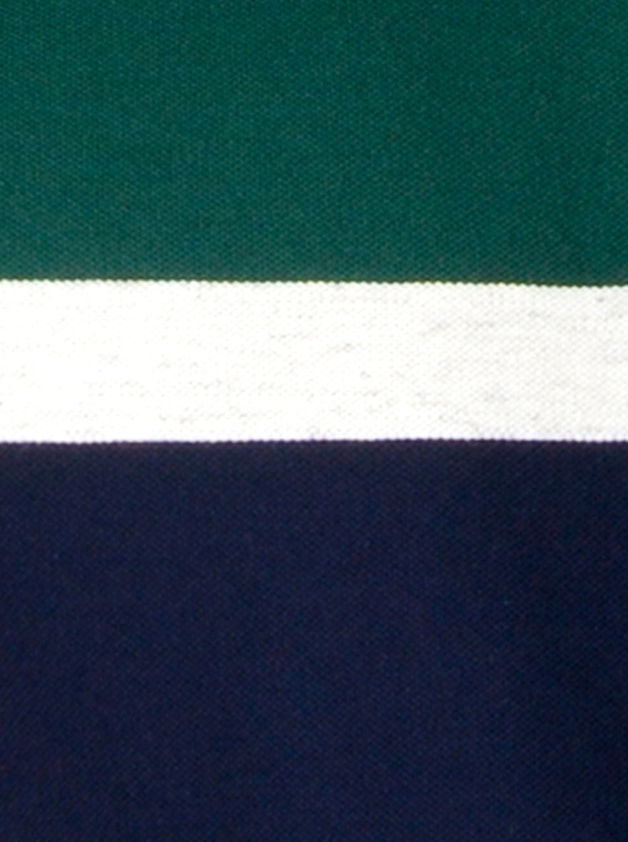 Dark Green & Navy Blue Striped Slim Fit Polo T-shirt | Greenfibre