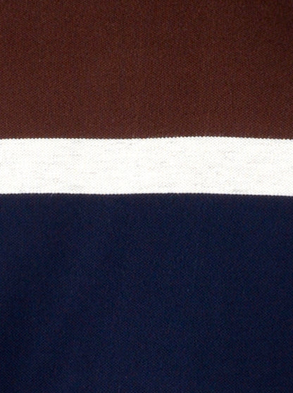 Dark Brown & Navy Blue Striped Slim Fit Polo T-shirt | Greenfibre