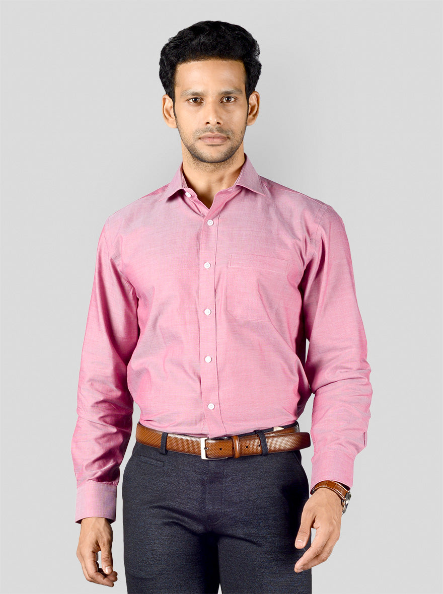 Coral Pink Solid Regular Fit Formal Shirt | JadeBlue