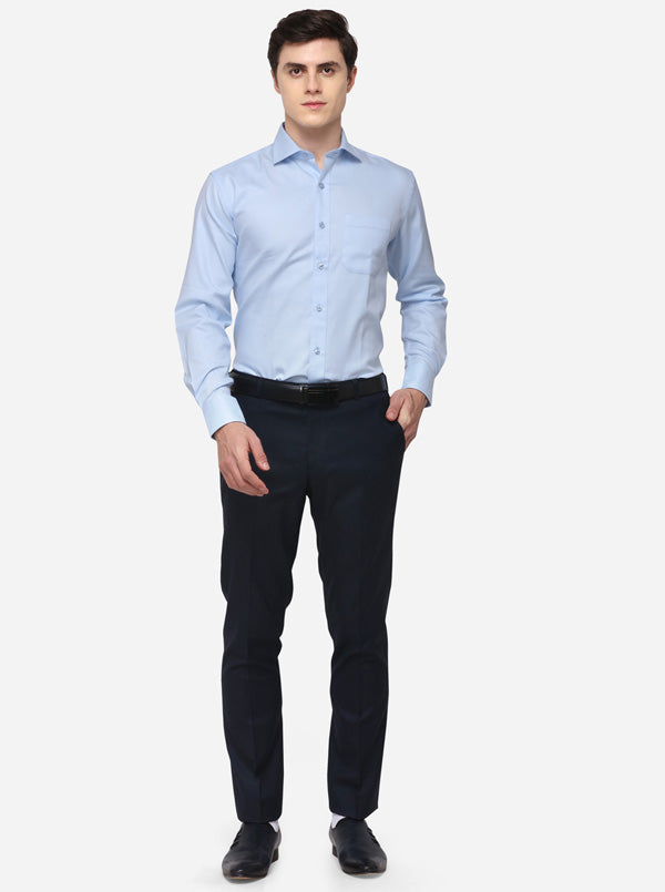 Sky Blue Solid Smart Fit Formal Shirt | JadeBlue