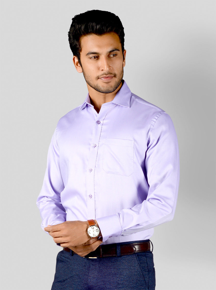 Pastel Purple Dobby Slim Fit Formal Shirt | JadeBlue