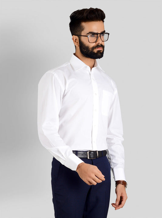 White Solid Regular Fit Formal Shirt | JadeBlue