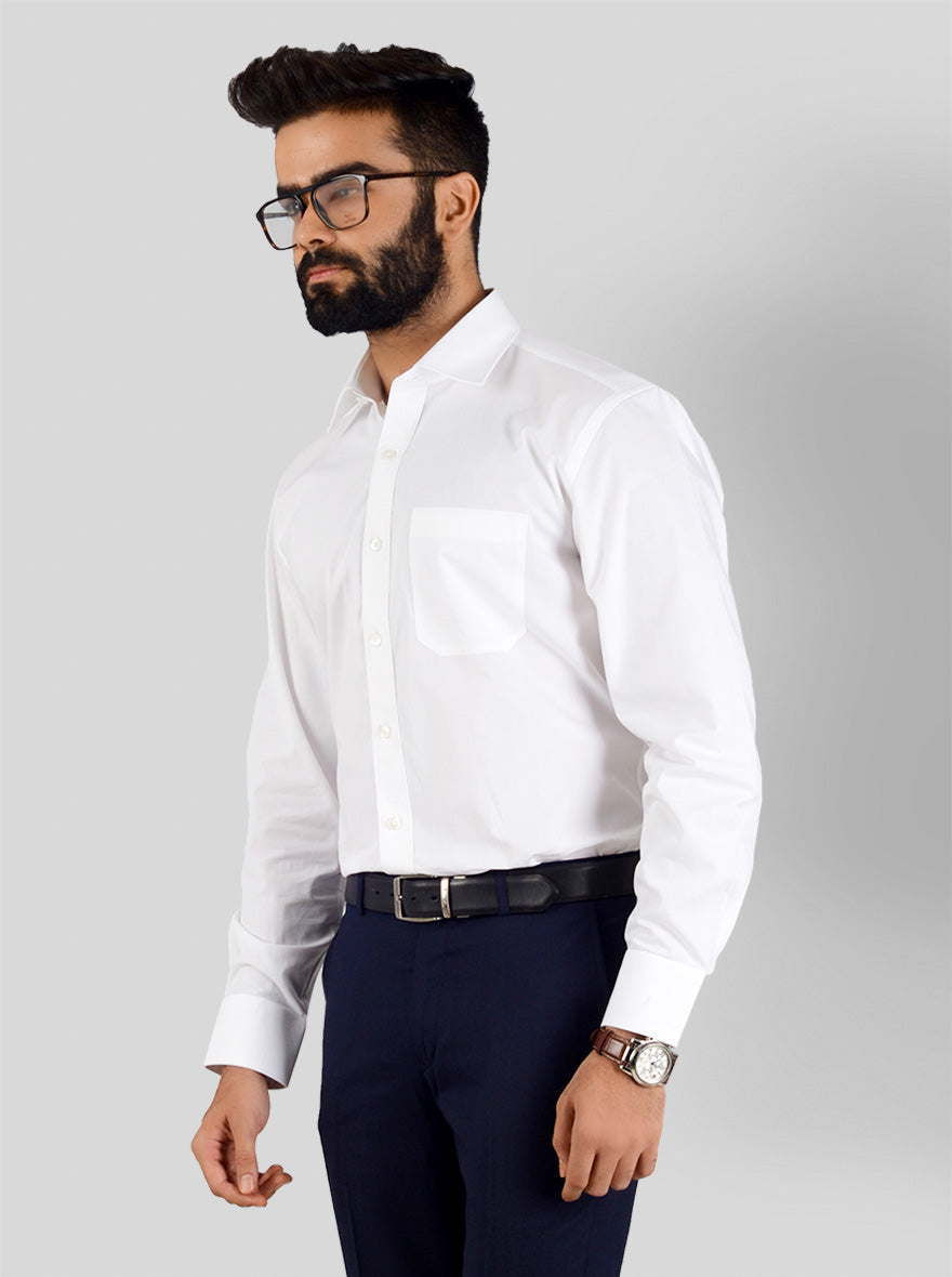 White Solid Regular Fit Formal Shirt | JadeBlue