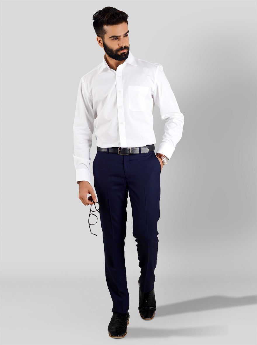 White Solid Regular Fit Formal Shirt | JadeBlue