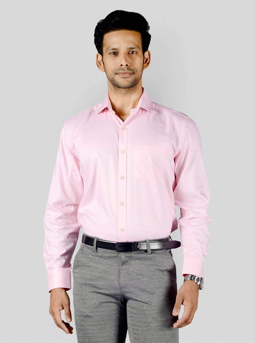 Pastel Pink Dobby Regular Fit Formal Shirt | JadeBlue