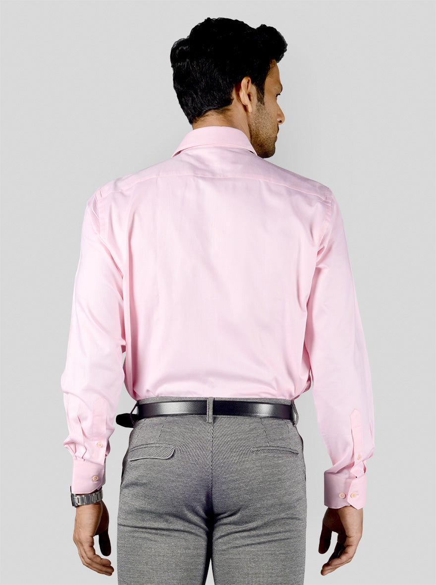 Pastel Pink Dobby Regular Fit Formal Shirt | JadeBlue