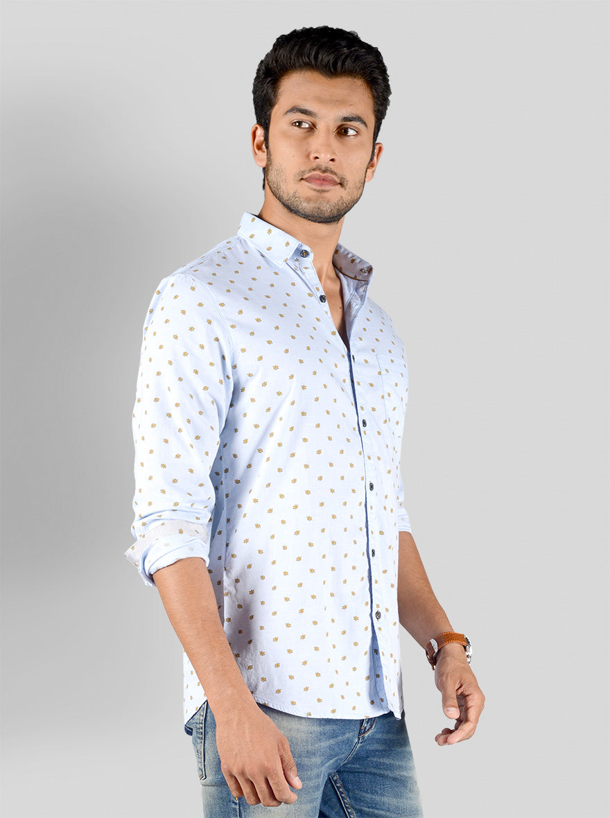 Ballad Blue Printed Slim Fit Casual Shirt | JB Sport