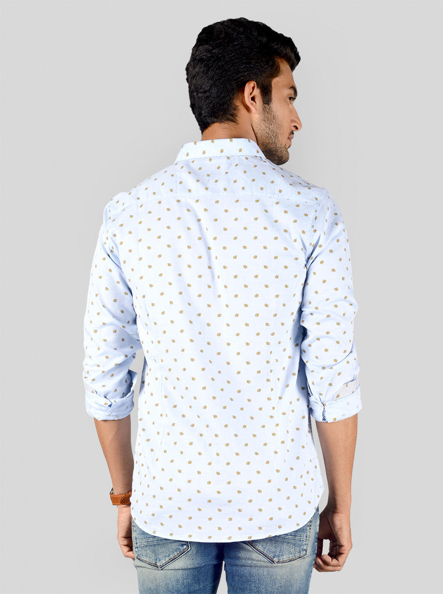 Ballad Blue Printed Slim Fit Casual Shirt | JB Sport