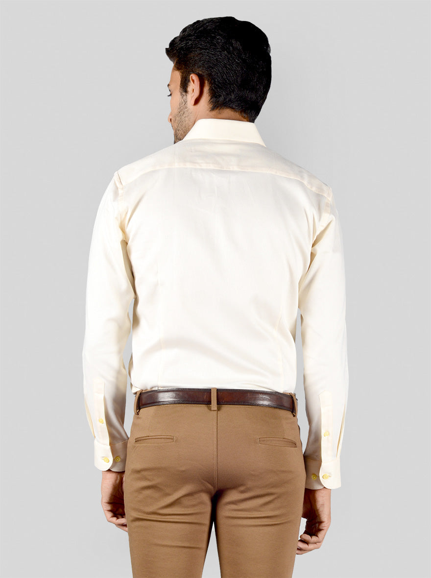 Lemon Yellow Dobby Slim Fit Evening Wear Shirt | Metal