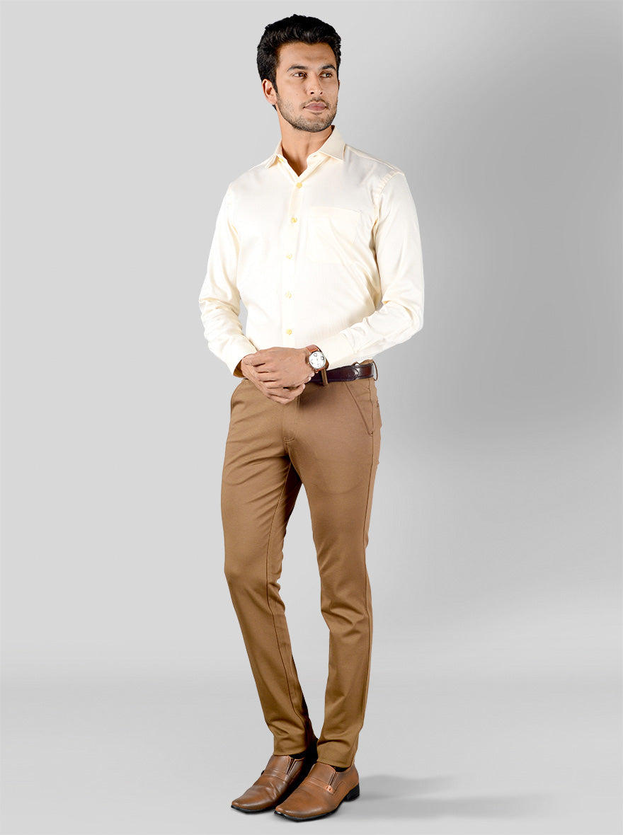 Lemon Yellow Dobby Slim Fit Evening Wear Shirt | Metal