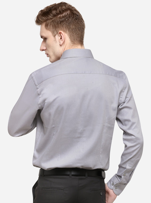 Grey Dobby Slim Fit Formal Shirt | Metal