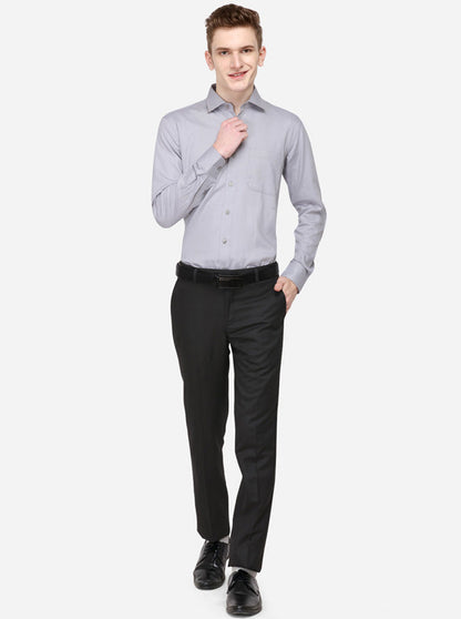 Grey Dobby Slim Fit Formal Shirt | Metal