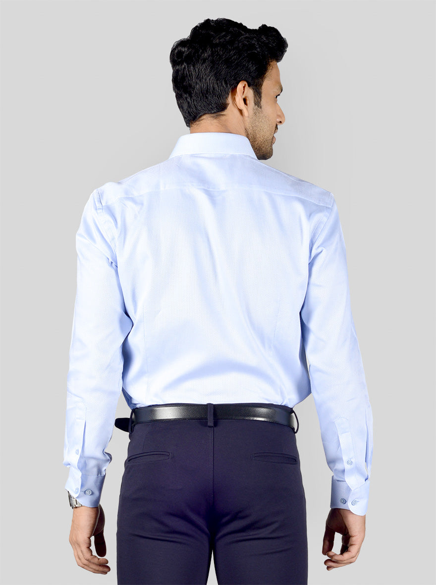 Light Blue Dobby Slim Fit Evening Wear Shirt | Metal