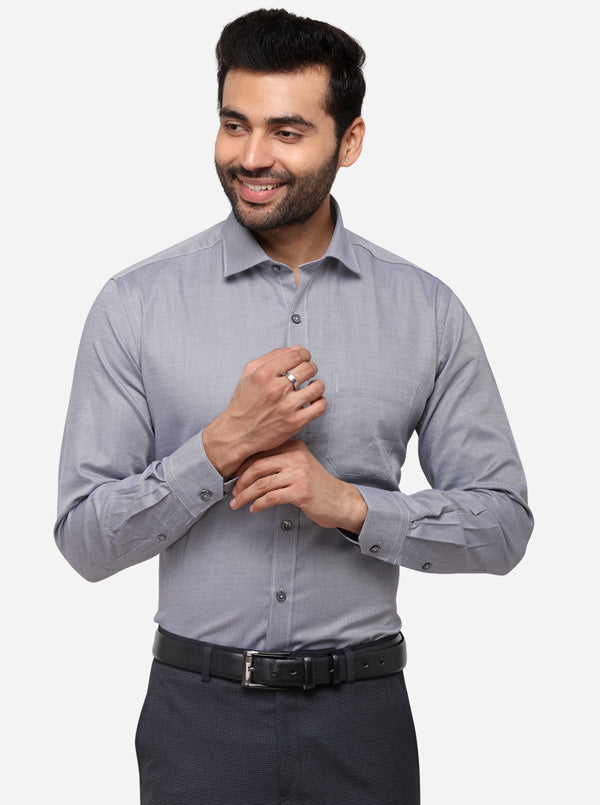 Grey Printed Regular Fit Formal Shirt | JadeBlue
