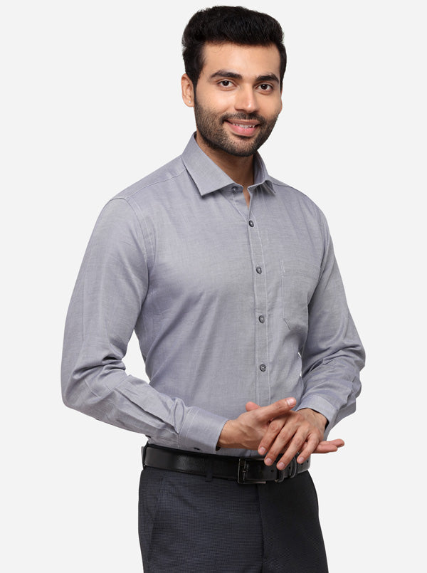 Grey Printed Regular Fit Formal Shirt | JadeBlue