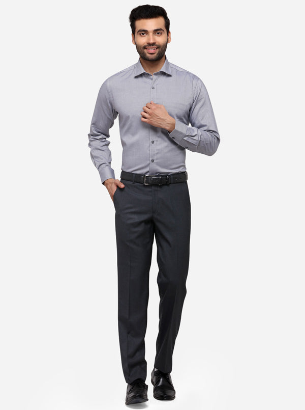 Grey Printed Regular Fit Formal Shirt | JadeBlue