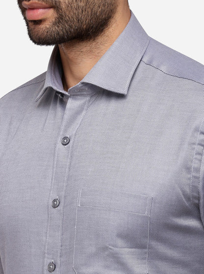 Grey Printed Regular Fit Formal Shirt | JadeBlue