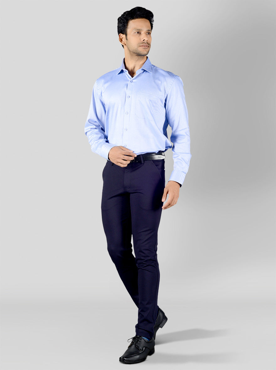 Light Blue Dobby Regular Fit Formal Shirt | JadeBlue