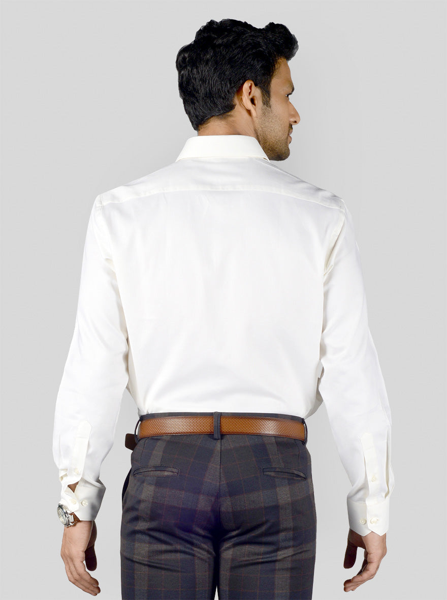 Ivory Dobby Regular Fit Formal Shirt | JadeBlue