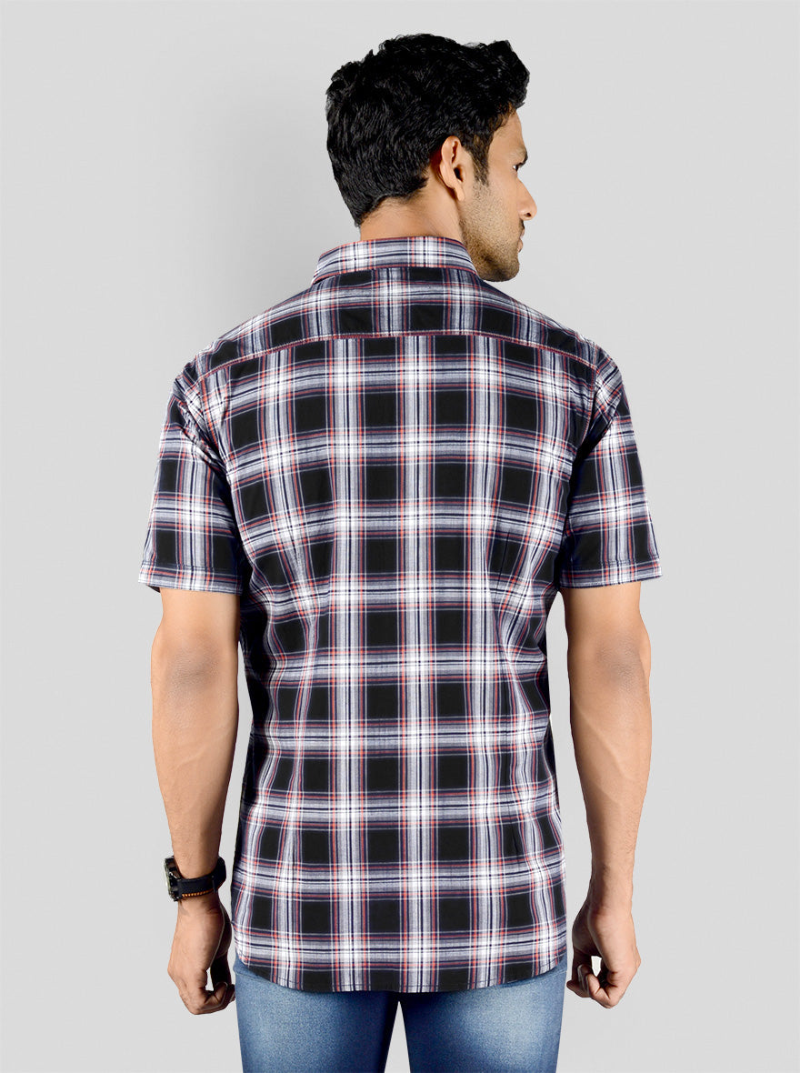 Iris Black Checked Slim Fit Casual Shirt | JB Sport